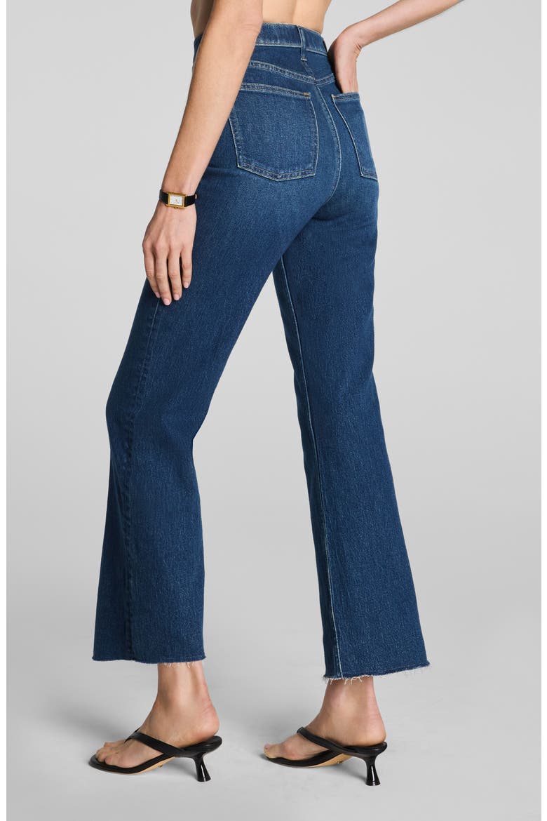 Raw Hem High Waist Kick Flare Jeans, Alternate, color, ADRIATIC BLUE