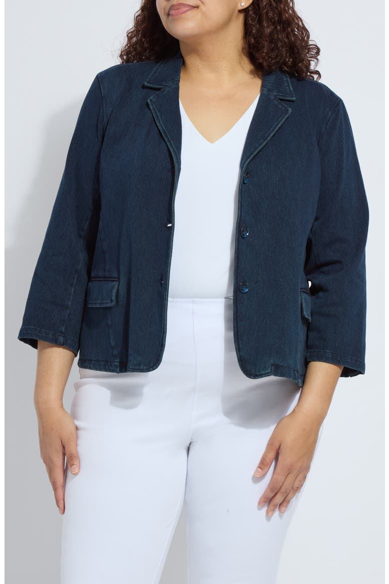 'Lyssentials Della Bracelet Sleeve Blazer, Main, color, INDIGO