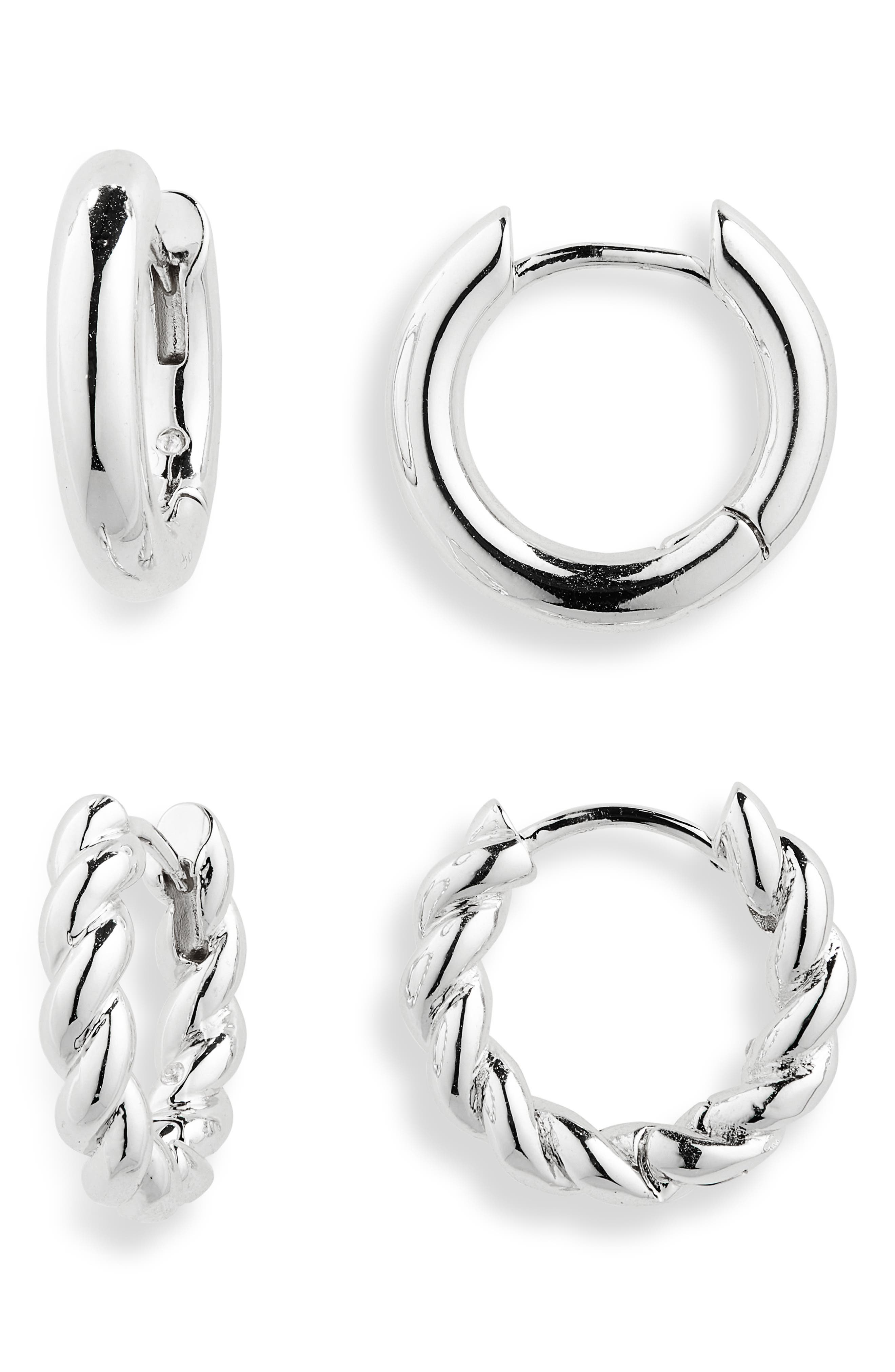 NORDSTROM RACK Demi Fine 2-Pack Assorted Huggie Hoop Earrings