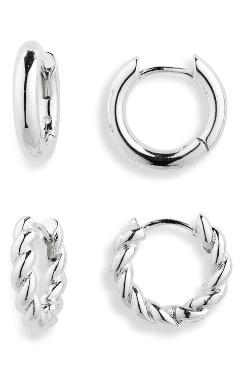 Demi Fine 2-Pack Assorted Huggie Hoop Earrings