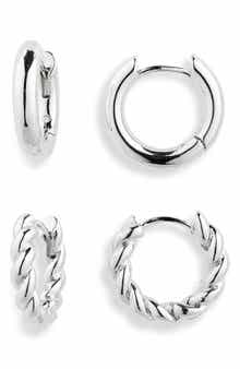 NORDSTROM RACK Demi Fine 2-Pack Assorted Huggie Hoop Earrings
