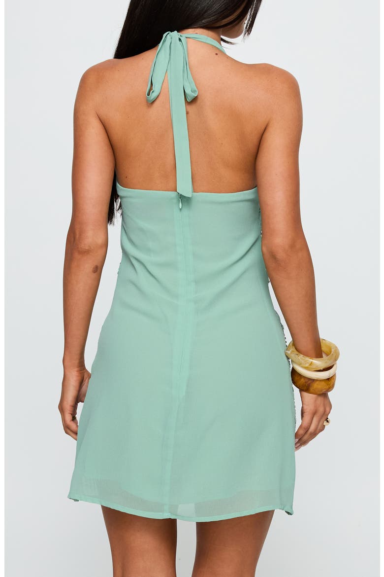 Telenova Embellished Halter Minidress, Alternate, color, GREEN