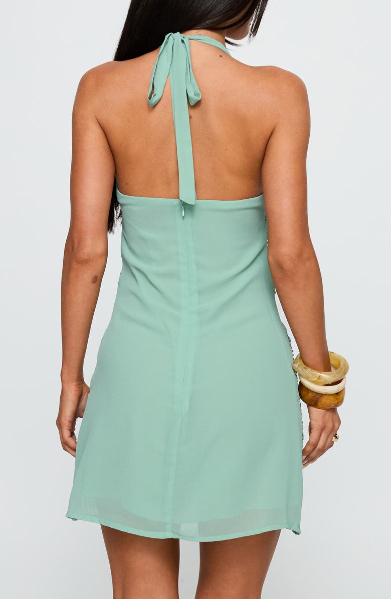 Princess Polly Telenova Embellished Halter Minidress, Alternate, color, Green