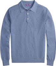 Ralph Lauren Purple Label Long Sleeve Mulberry Silk & Cotton Polo Sweater