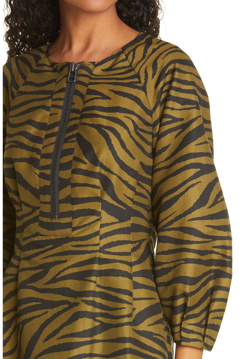 Navi Animal Stripe Long Sleeve Minidress, Alternate, color, OLIVE