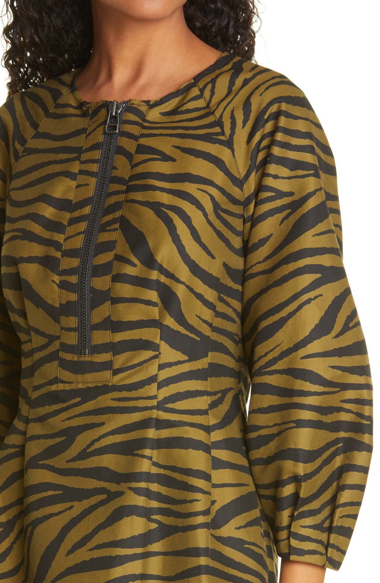 Veronica Beard Navi Animal Stripe Long Sleeve Minidress, Alternate, color, 