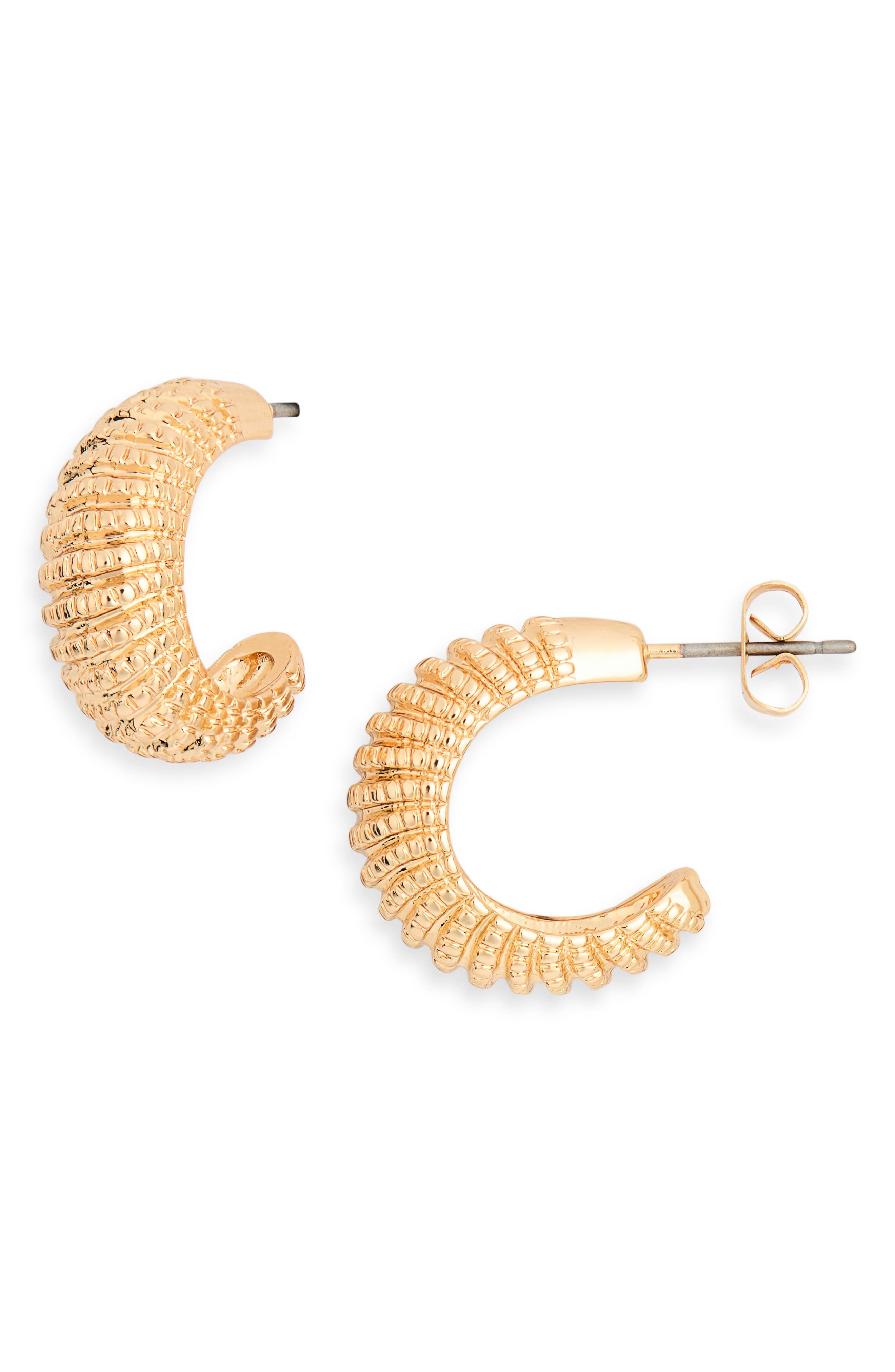 Ribbed Dome Hoop Earrings