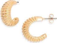 Ettika Ribbed Dome Hoop Earrings