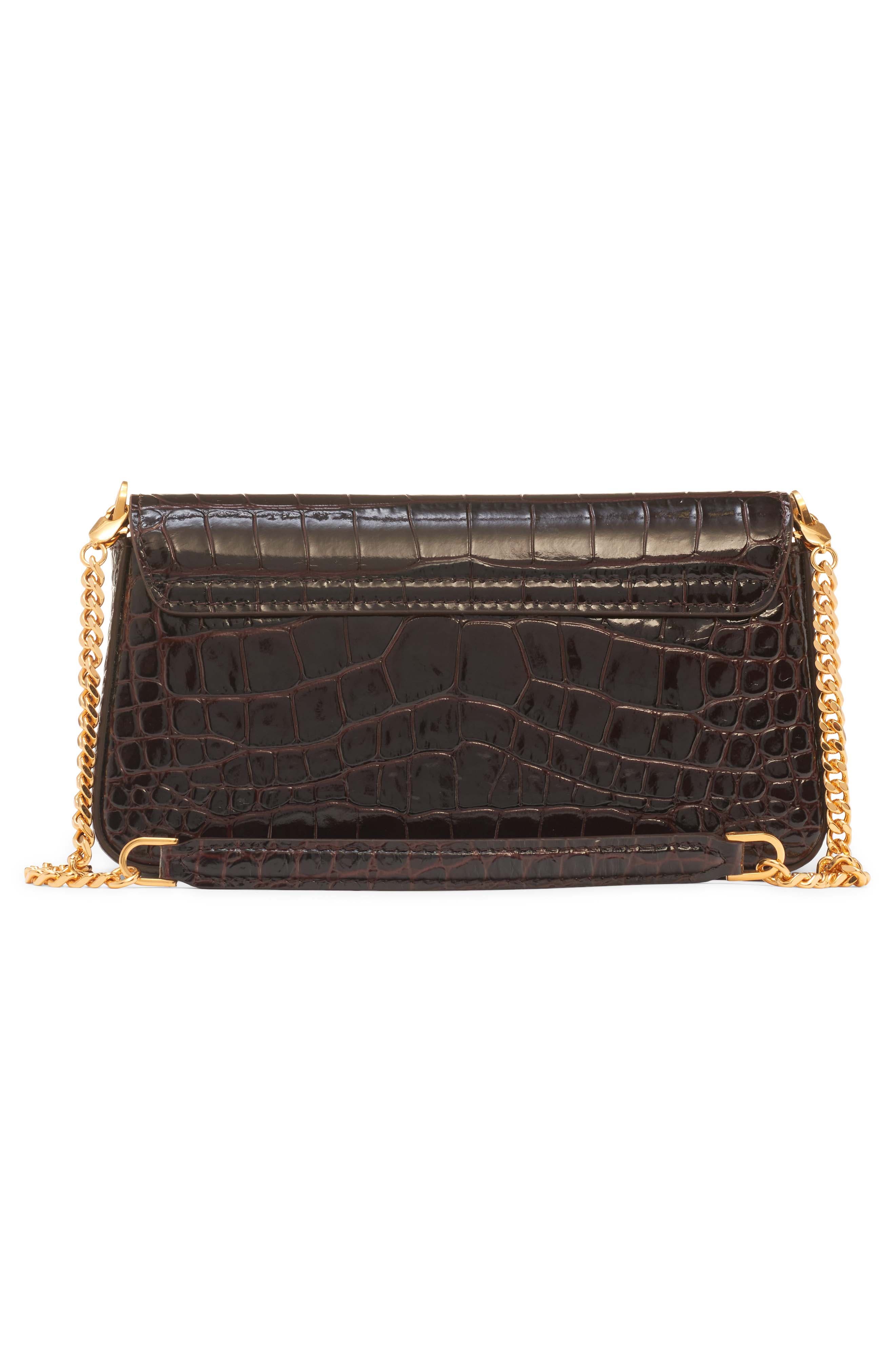 TOM FORD Mini Croc Embossed Leather Shoulder Bag, Alternate, color, 