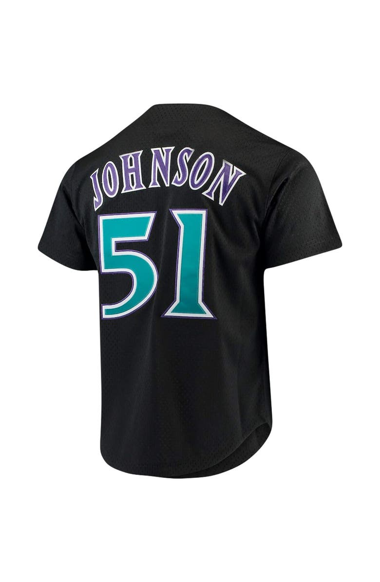 Mitchell & Ness Men's Mitchell & Ness Randy Johnson Black Arizona Diamondbacks Big & Tall Cooperstown Collection Mesh Button-Up Jersey, Alternate, color, 
