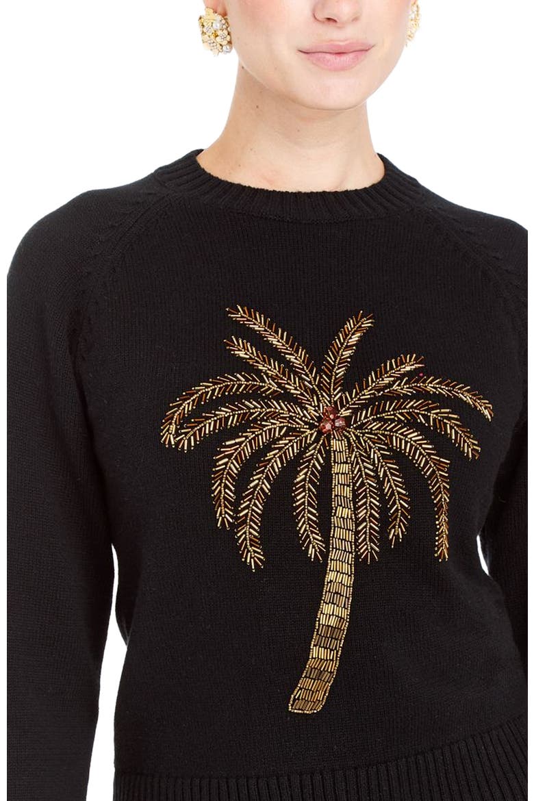 Delilah Palm Sweater, Alternate, color, Black