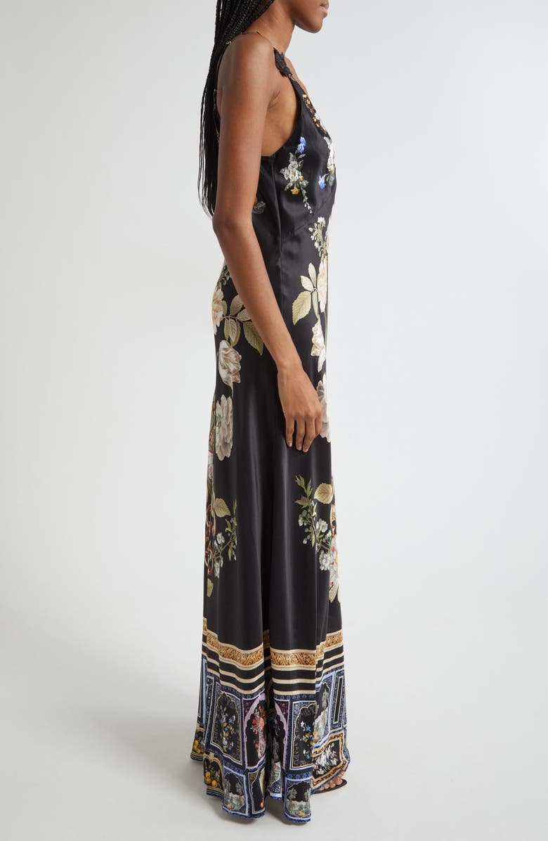 Camilla Ottoman Elegance V-Neck Bias Cut Silk Maxi Slipdress, Alternate, color, Ottoman Elegance