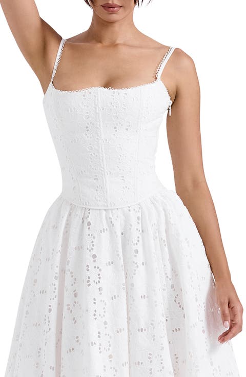 Lorina Broderie Anglaise Lace Up Corset