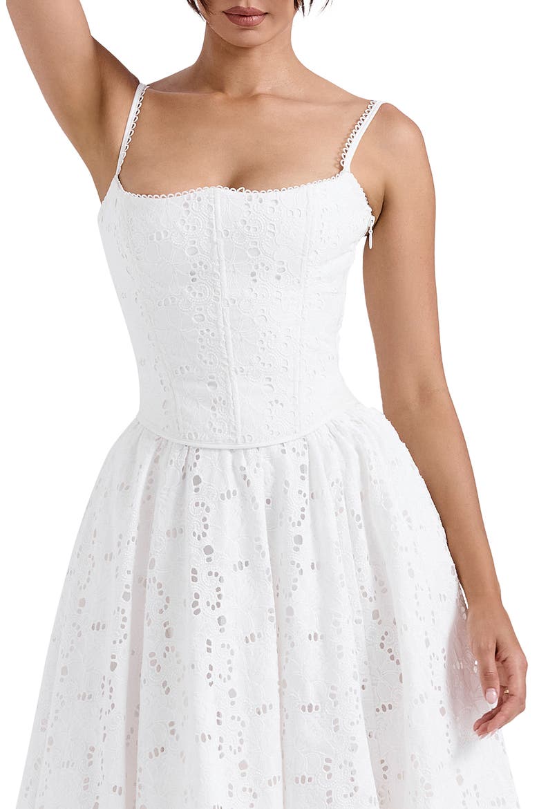 broderie corset dress Black Soft Corset Broderie Lace Up Side Midi Dress