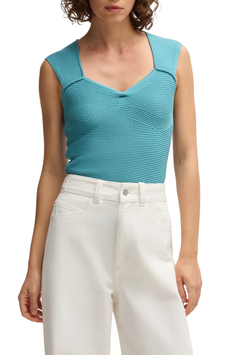 BOSS Orange Fobertino Rib Top, Main, color, Bright Blue