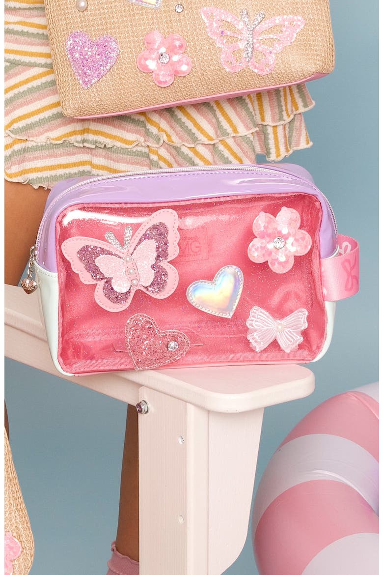 Kids' Buterfly Embellished Cosmetics Bag, Alternate, color, PINK MULTI