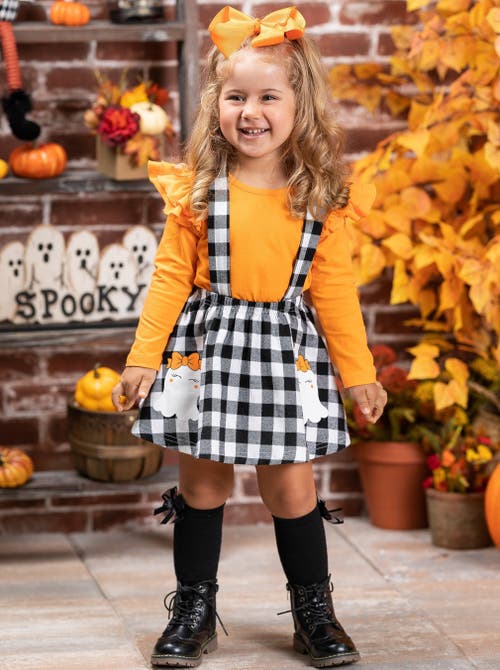 Mia Belle Girls Girls Ghostest With The Mostest Overall Skirt Set In Orange