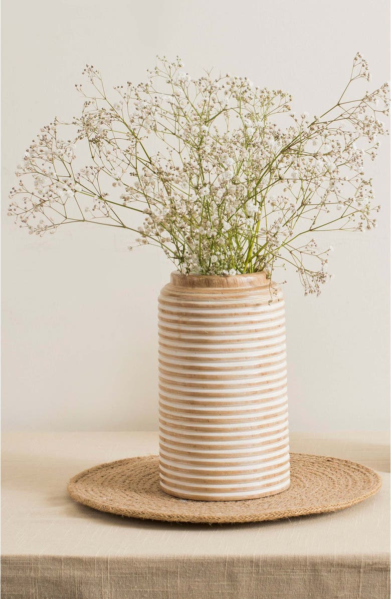 Mela Artisans Etchra Vase - Rustic White, Alternate, color, White