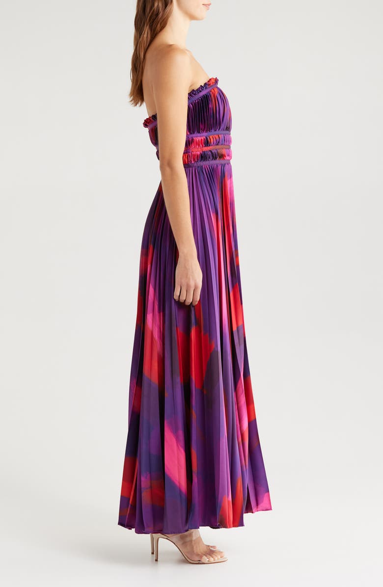Hutch Sabina Floral Tiered Plissé Gown, Alternate, color, Purple Brushstroke