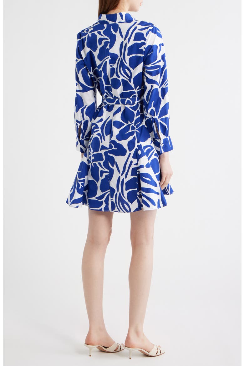 Belted Long Sleeve Cotton Shirtdress, Alternate, color, WHITE