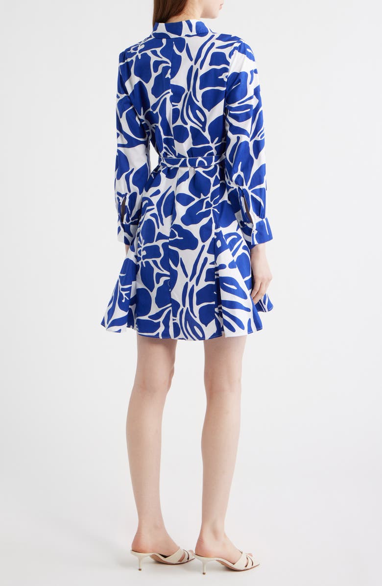 CeCe Belted Long Sleeve Cotton Shirtdress, Alternate, color, White