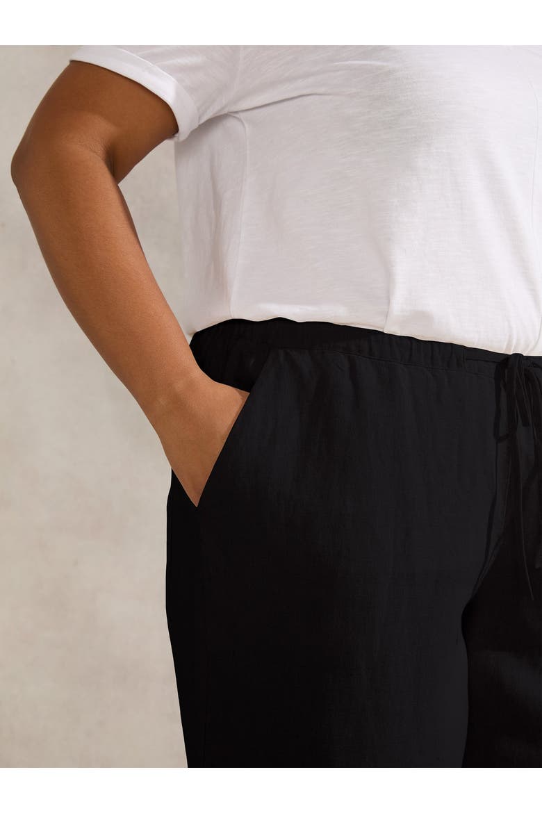 Linen Full Length  Drawstring Pants, Alternate, color, Black