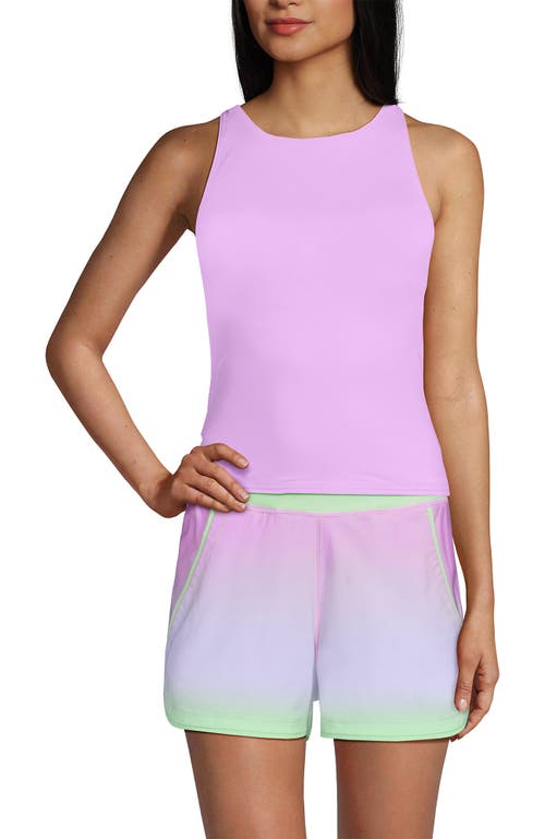 Lands' End Tugless High Neck Strappy Back Tankini Swimsuit Top In Wild Lilac