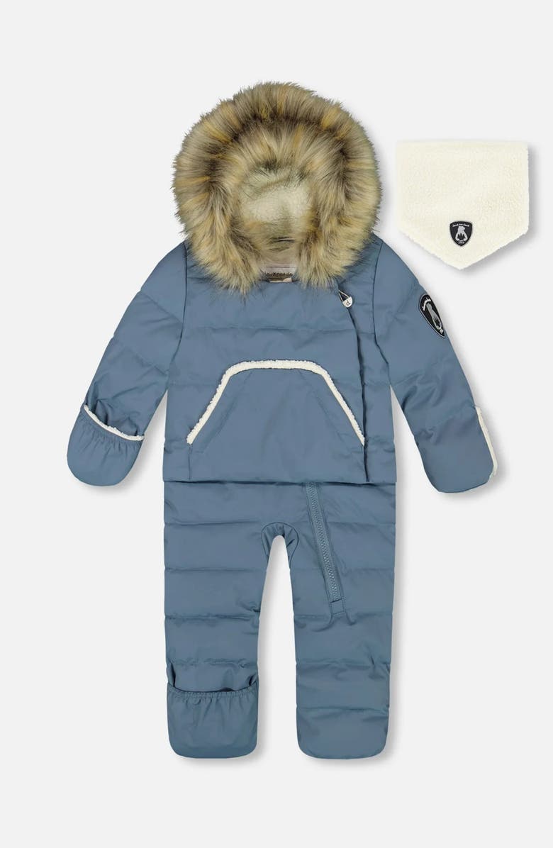 Deux par Deux One-Piece Snug Snowsuit Designed for Car Seat, Main, color, Dark Gray Blue