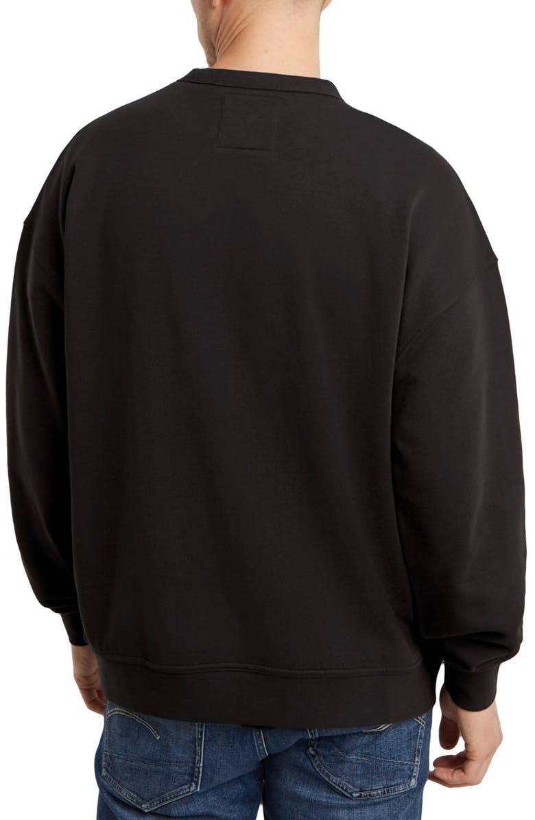 G-STAR Chenille G-Script Loose Organic Cotton Crewneck Sweatshirt, Alternate, color, Dark Black
