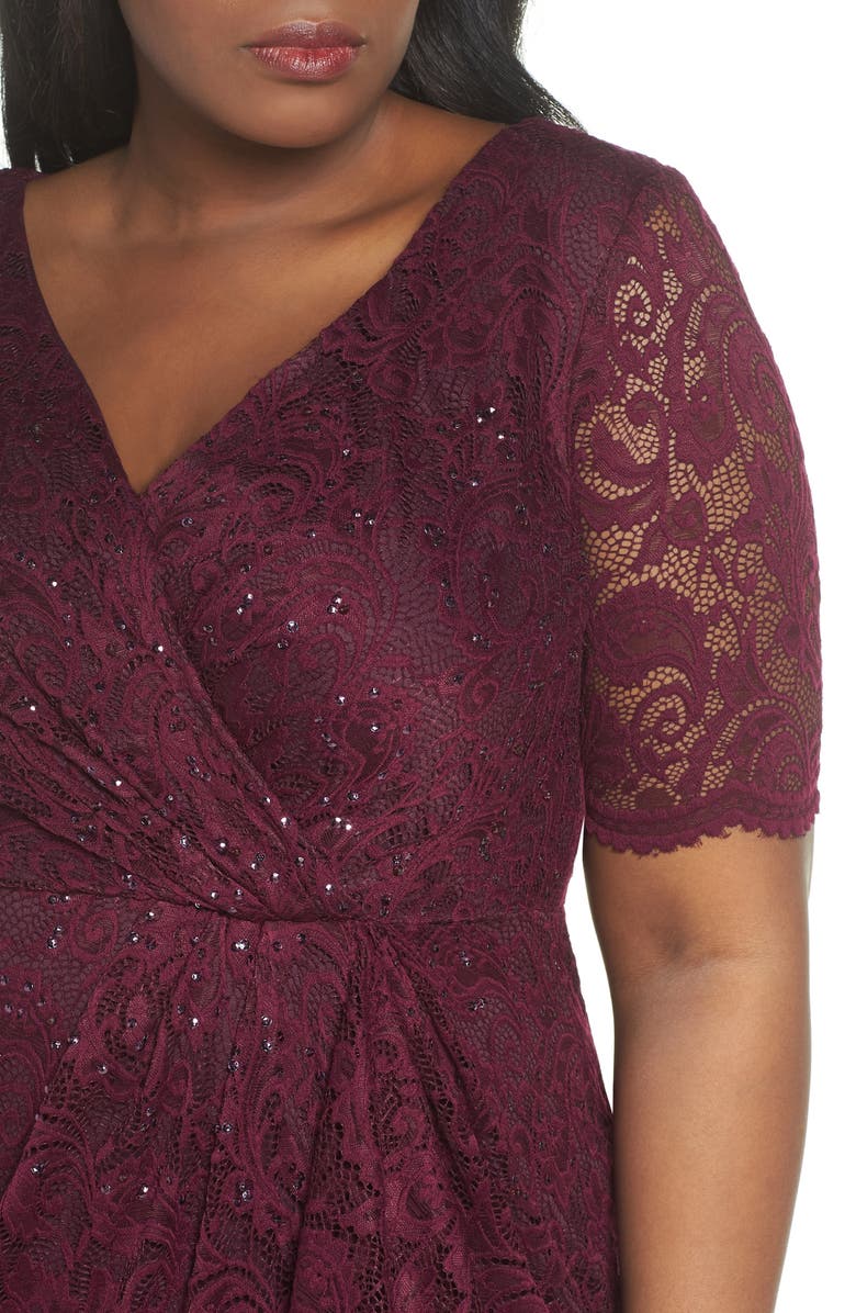 Adrianna Papell Cascade Ruffle Sequin Lace Gown, Alternate, color, 