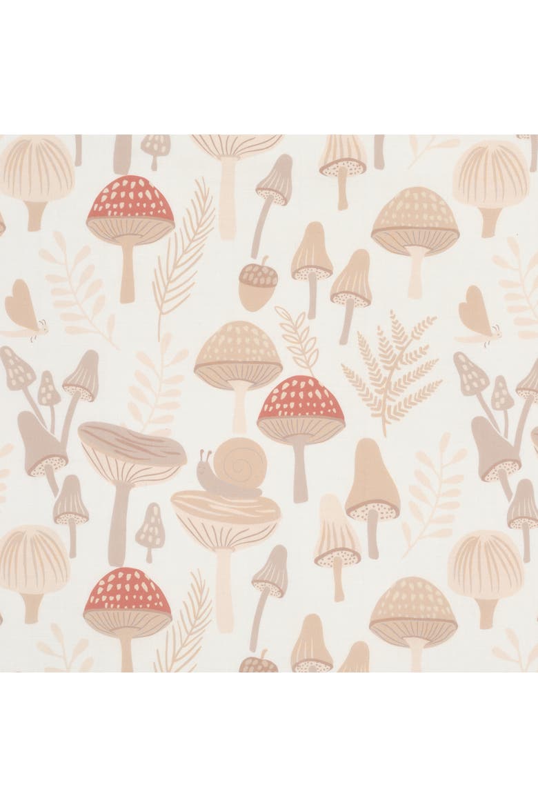 Mushroom Meadow Organic Cotton Fitted Crib Sheet, Alternate, color, White
