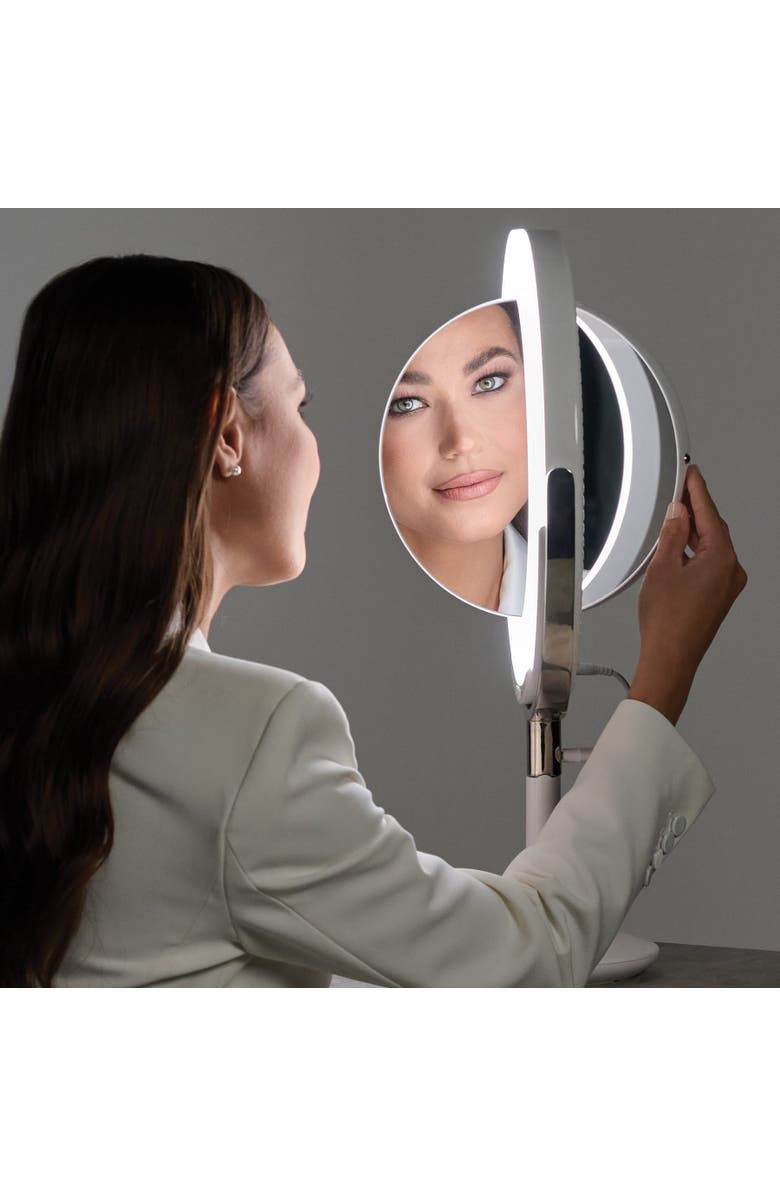 Ilios Lighting Beauty Ring Brightness-Controlled Dual-Magnification Makeup Mirror, Alternate, color, White