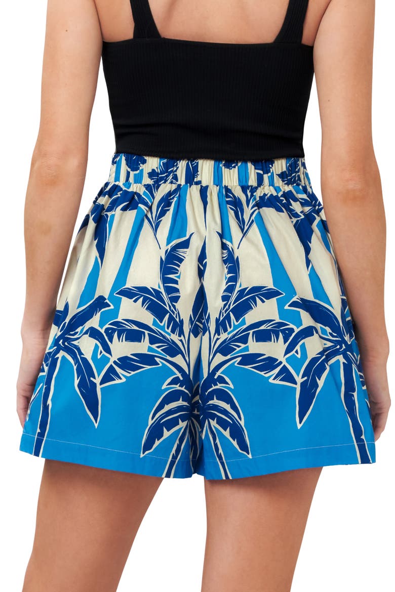 Printed High Waist Shorts, Alternate, color, BLUE