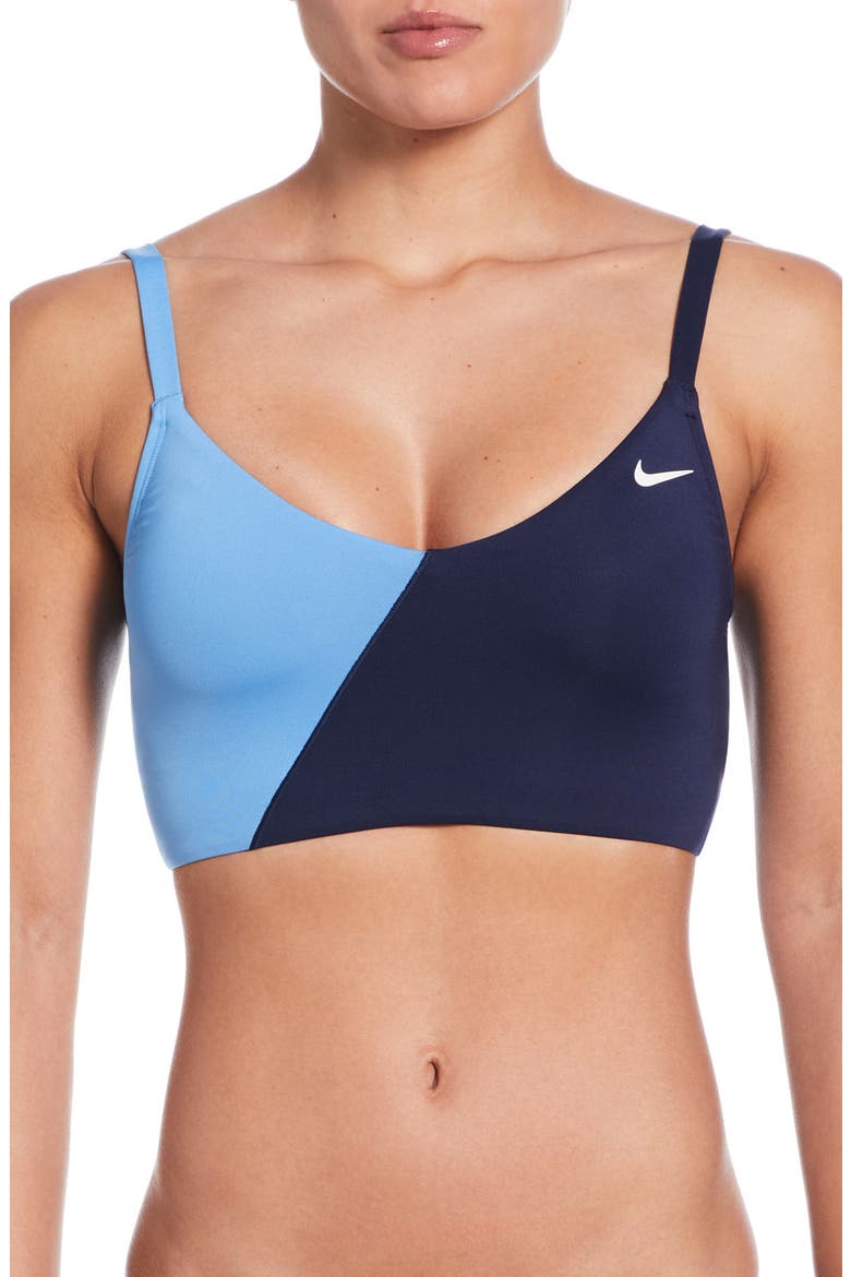 V-Neck Midkini Bikini Top, Main, color, MIDNIGHT NAVY