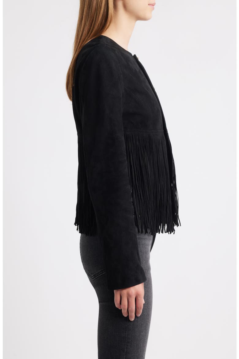 The Saddle Suede Fringe Jacket, Alternate, color, BLACK
