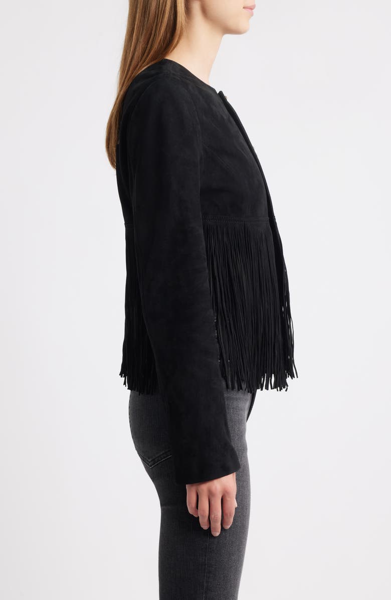 FRAME The Saddle Suede Fringe Jacket, Alternate, color, Black