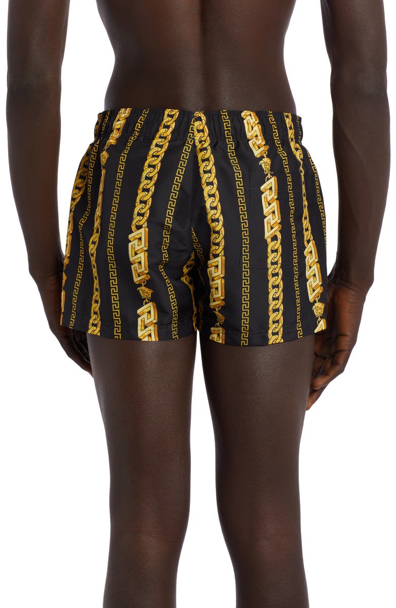 Versace Chain Print Swim Trunks, Alternate, color,