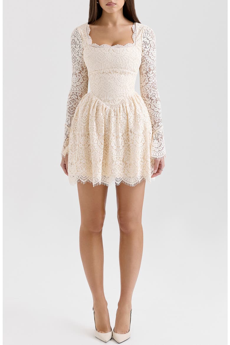 Fae Long Sleeve Minidress, Main, color, VINTAGE CREAM