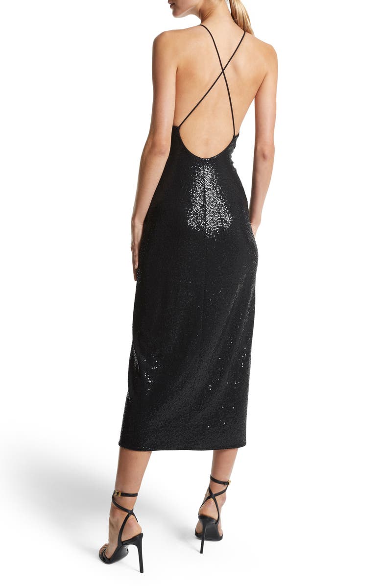 Michael Kors Collection Sequin Plunge Neck Cocktail Dress, Alternate, color,