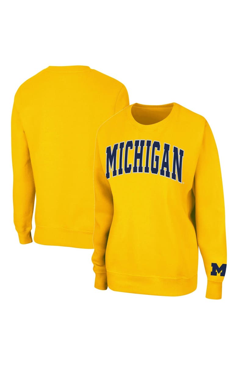 COLOSSEUM Women's Colosseum Maize Michigan Wolverines Campanile Pullover Sweatshirt, Main, color, Maize