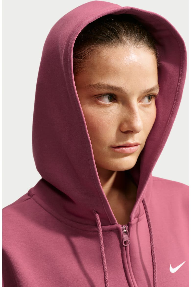 Studio Dri-FIT Fleece Full Zip Hoodie, Alternate, color, PINK SMOKE/ WHITE