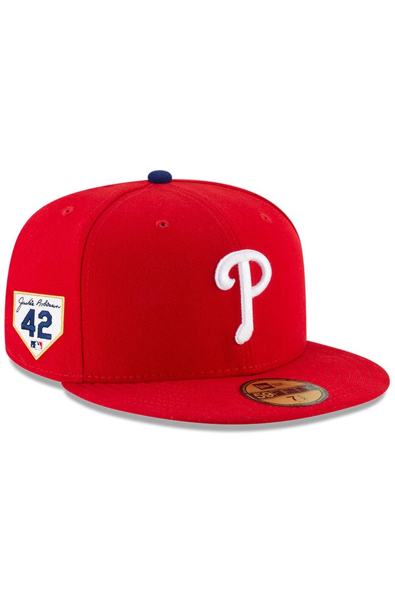 New Era Men's New Era Red Philadelphia Phillies 2024 Jackie Robinson Day 59FIFTY Fitted Hat, Main, color, 