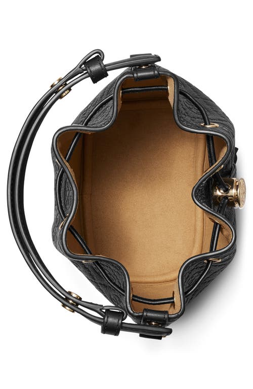 Tory Burch Mini T Monogram Pebble Leather Bucket Bag In Black