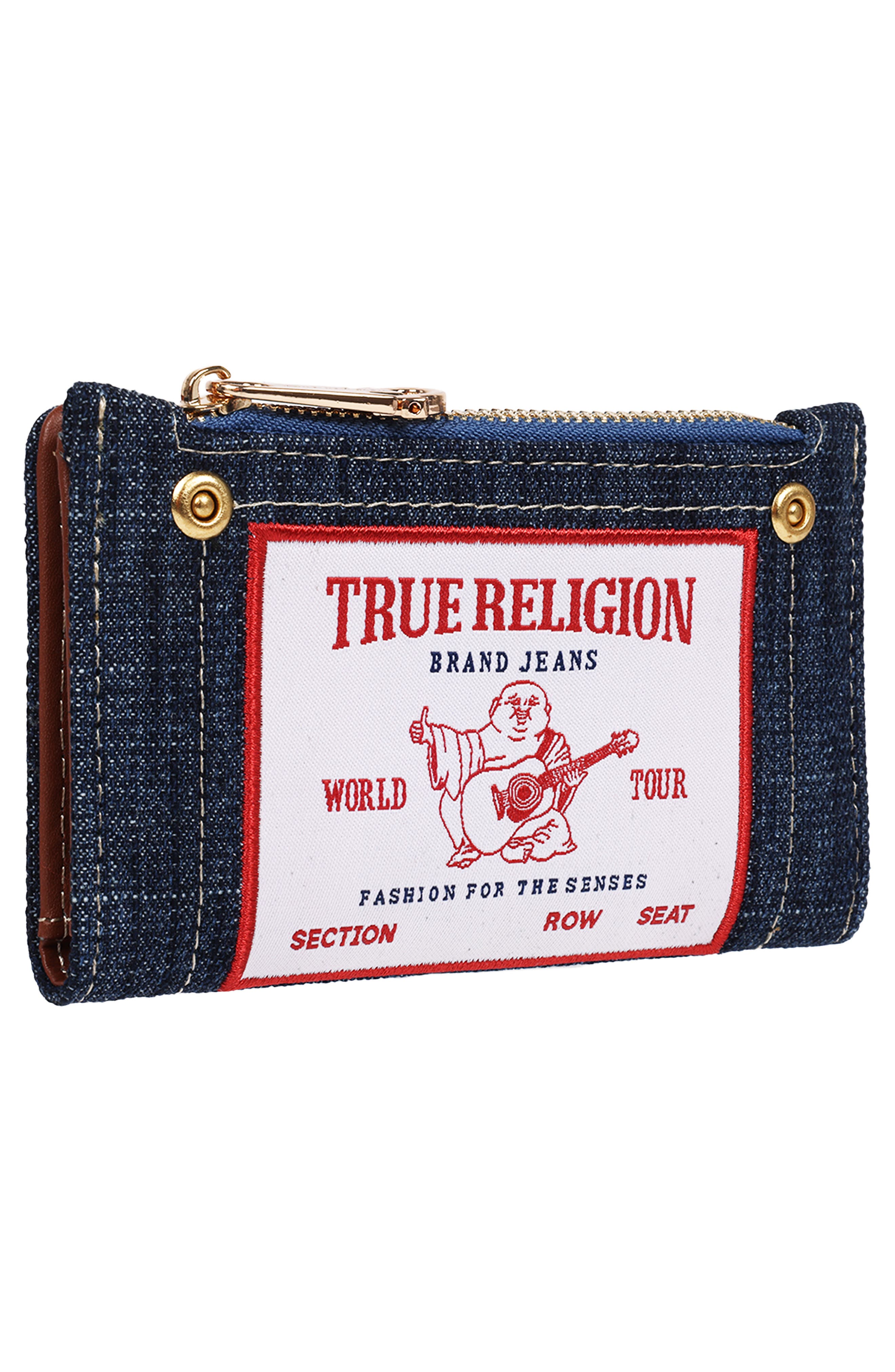 True Religion Buddha Patch Small Wallet, Alternate, color, Dark Denim