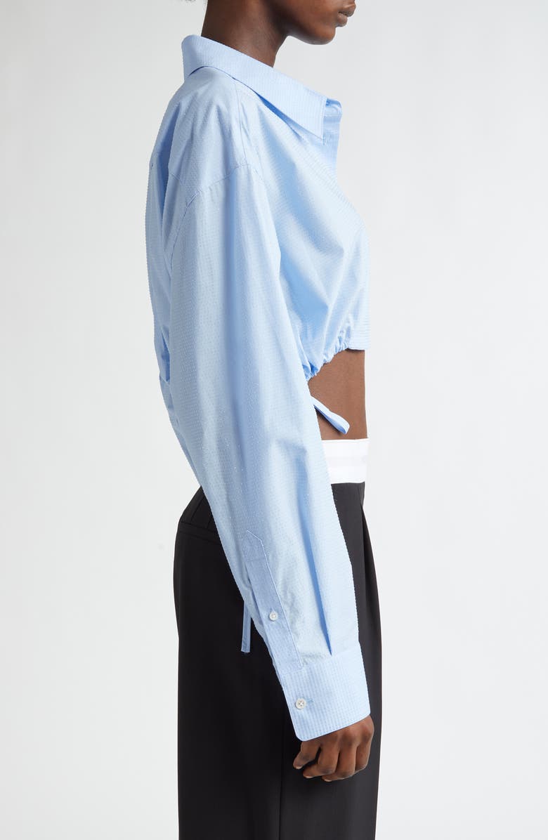 Alexander Wang Crystal Embellished Drawstring Waist Crop Shirt, Alternate, color, 