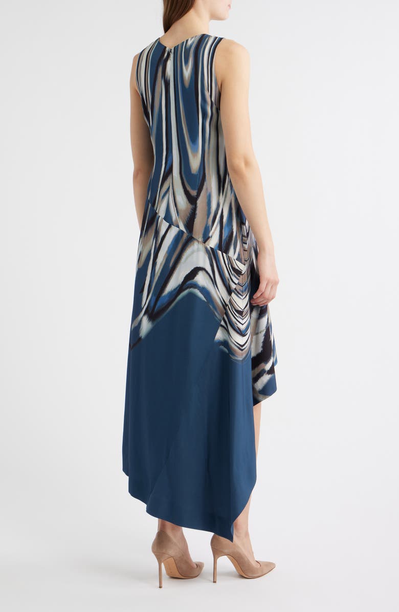 BOSS Donaria Shark Bite Hem Dress, Alternate, color, Blue Jay Swirl