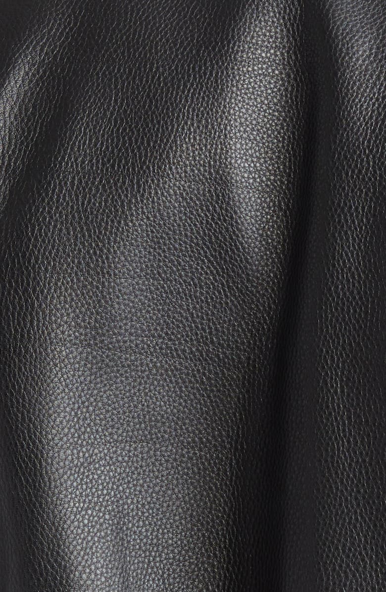 AMIRI Varsity Logo Leather Bomber Jacket, Alternate, color, Black