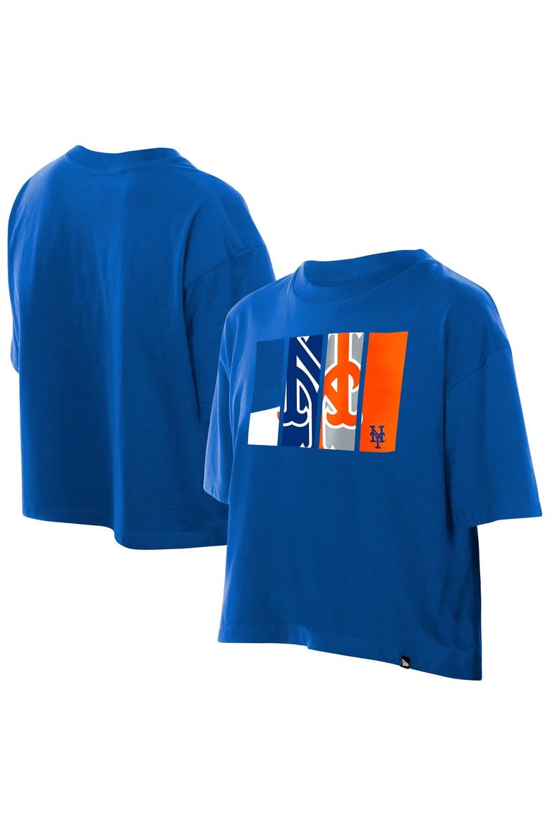 Women's New Era Royal New York Mets Boxy Foil Logo T-Shirt, Main, color, Royal