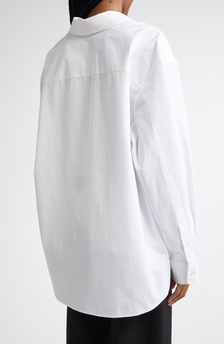 Alexander Wang Split Front Oversize Cotton Poplin Button-Up Shirt, Alternate, color, 