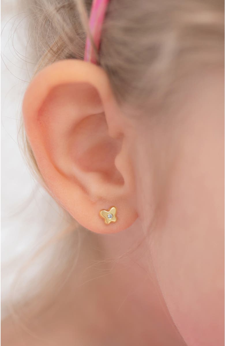 In Season Jewelry 14k Cubic Zirconia Butterfly Earrings, Alternate, color, Gold